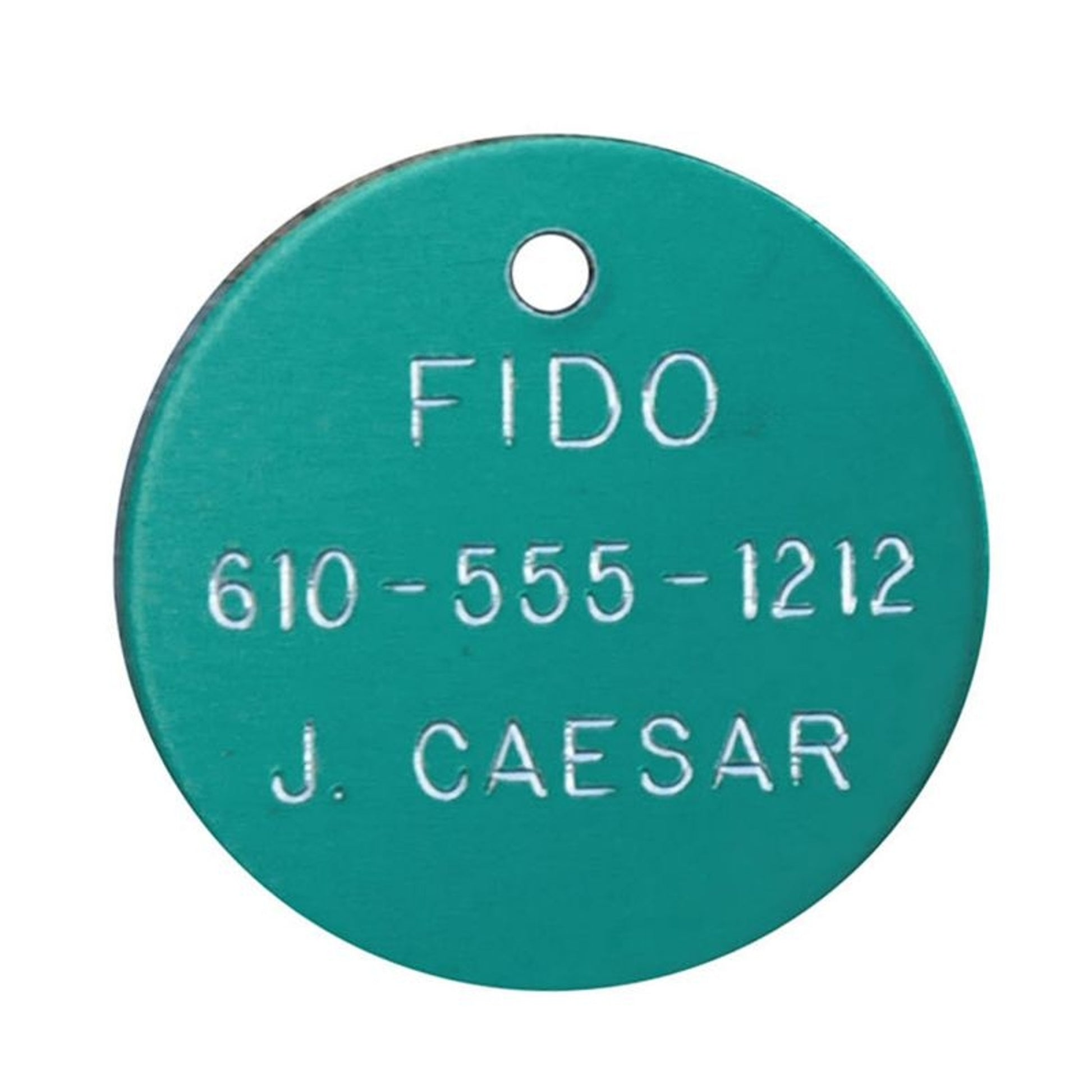 Personalized 1 1/4in Round Aluminum Tag Blue