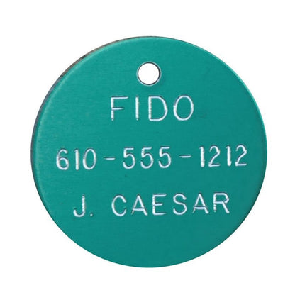 Personalized 1 1/4in Round Aluminum Tag Blue