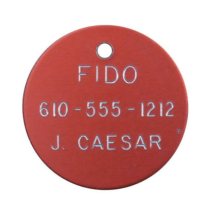 Personalized 1 1/4in Round Aluminum Tag Blue