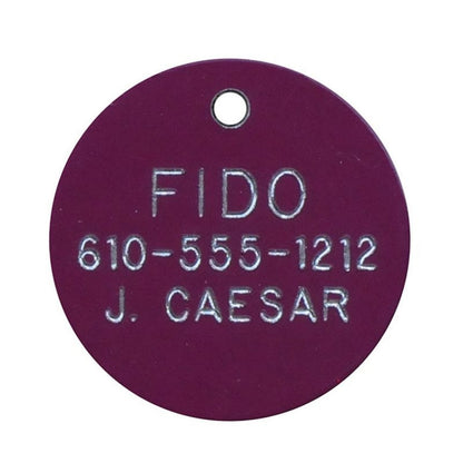 Personalized 1 1/4in Round Aluminum Tag Blue