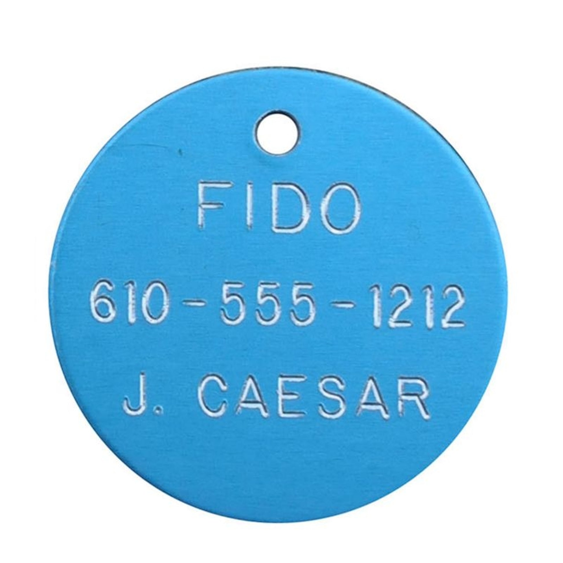 Personalized 1 1/4in Round Aluminum Tag Blue