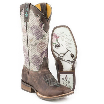 Tin Haul Ladies Square Toe Boots - Rosealiscious with Girls Best Friend Sole