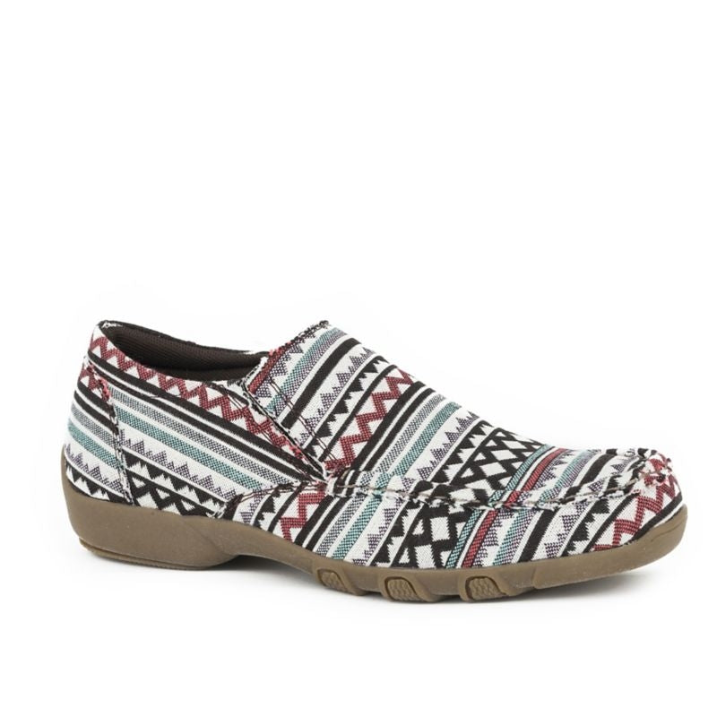 Roper Ladies Southwestern Aztec Mocs 6 B Black