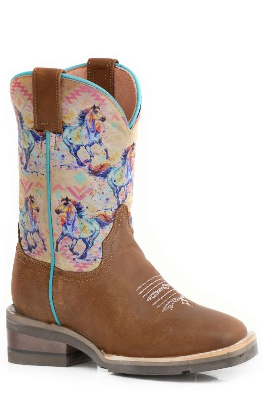 Roper Little Kids Horses Boots 3 Brown