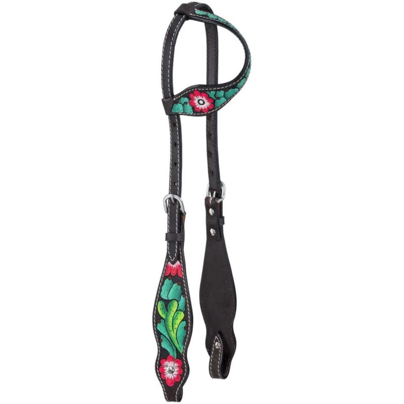 Tough1 Cactus/Pink Flower Single Ear Headstall