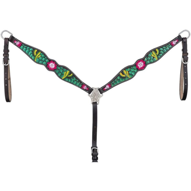 Tough1 Cactus/Pink Flower Breast Collar