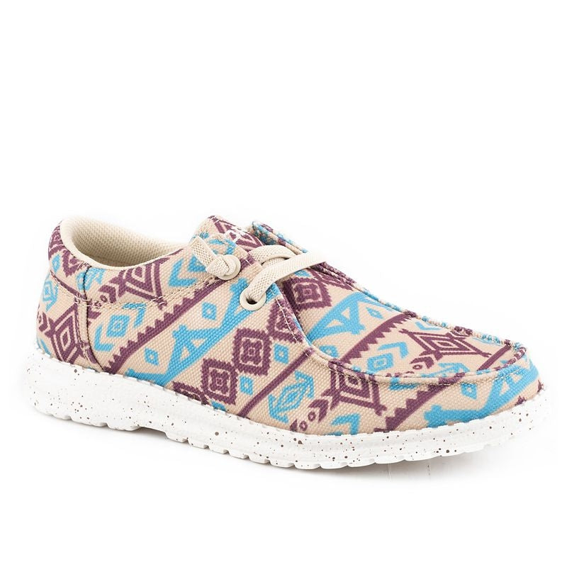 Roper Ladies Hang Loose Canvas Shoes 10 Tan Aztec