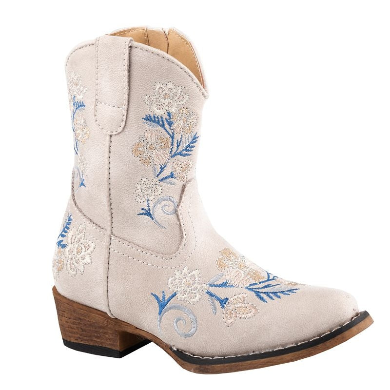 Roper Toddlers Riley Floral Snip Toe Boots 5 White