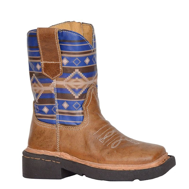 Roper Toddlers Aztec Square Toe Boots 5 Blue