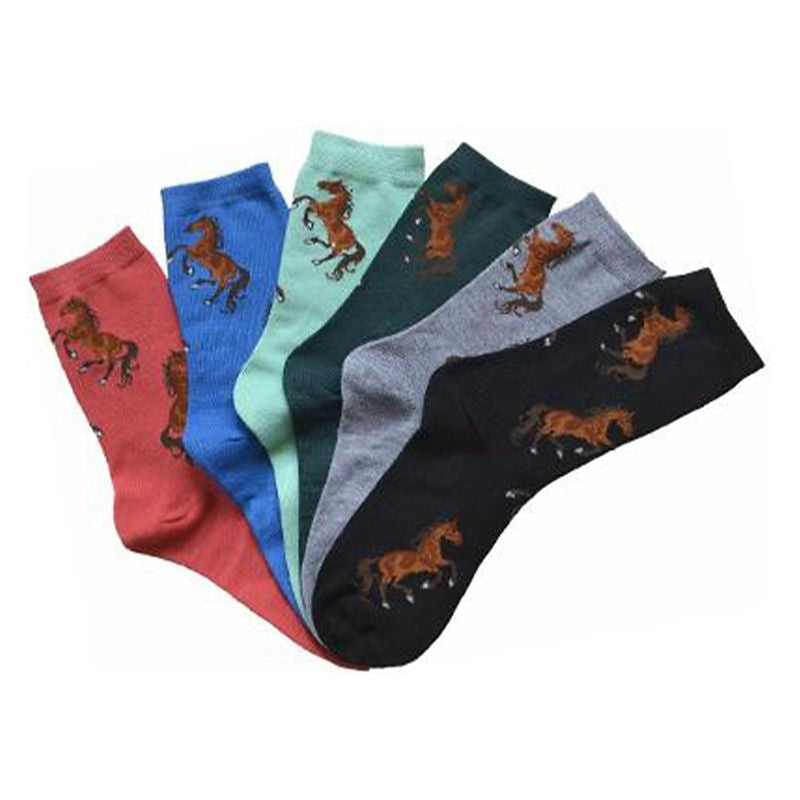 AWST Int'l Ladies "Lila" Bay Horses Crew Socks - 6 Pack
