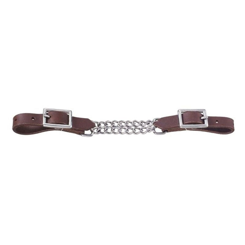 Tough1 Harness Leather Curb with Double Chain