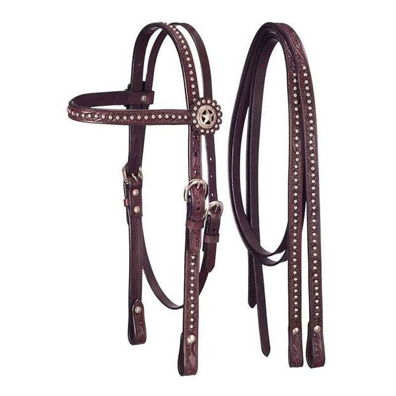 Tough1 Bridle and Headstall Set with Dots and Star Conchos