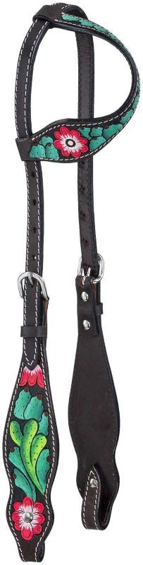Tough1 Cactus/Pink Flower Single Ear Headstall