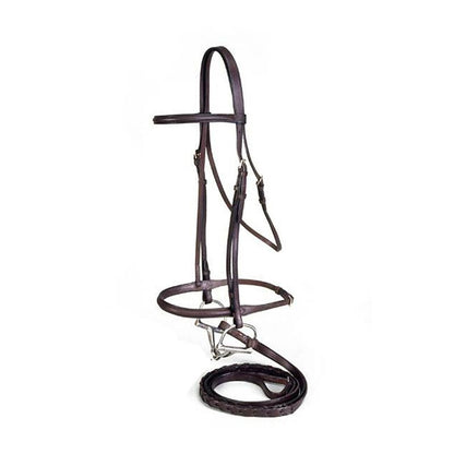 EquiRoyal Premium Leather Raised Snaffle Bridle With Laced Reins