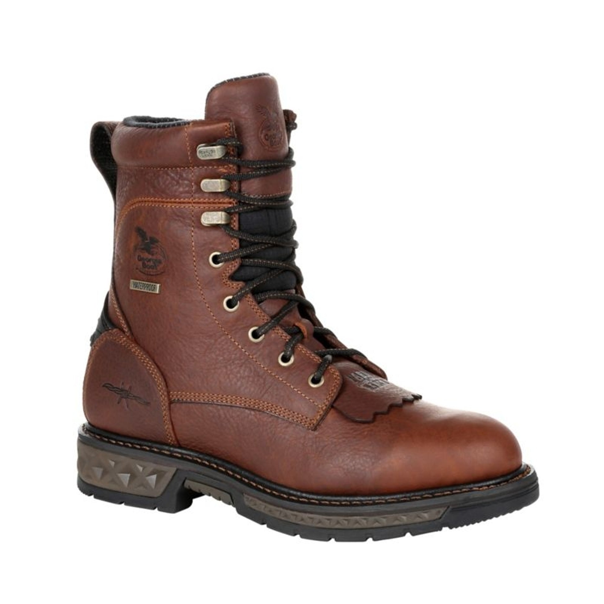 Georgia Boot Mens Rnd Toe Lacer Boot 7.5 M Brown