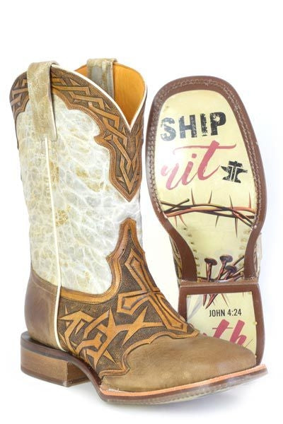 Tin Haul Spirit Sole Sq Toe Boots 8.5 D Tan