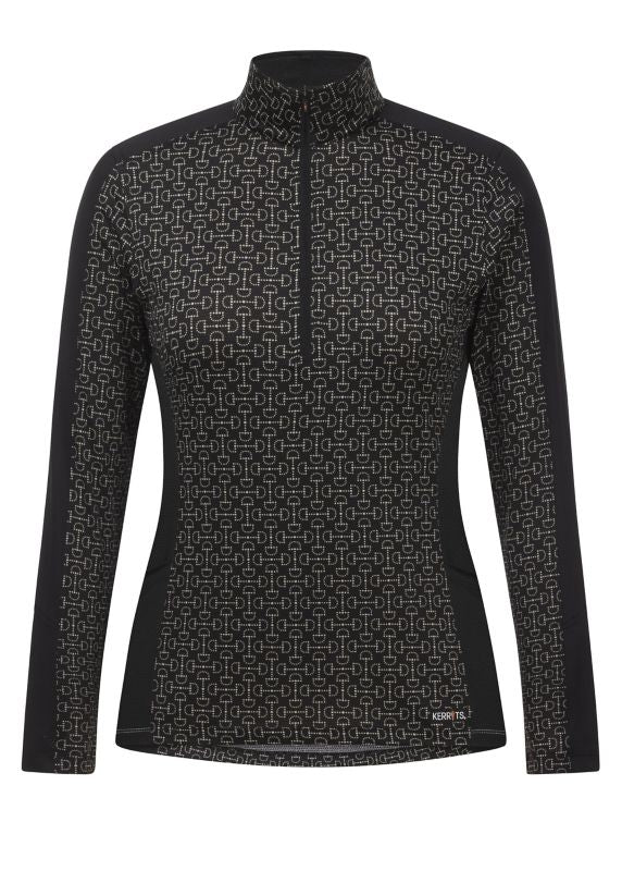 Kerrits Breeze Ice Fil LS Top Print XS Black Bits