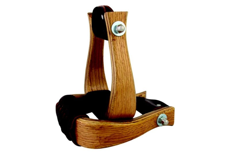Oak Wood Bell Stirrups with Leather