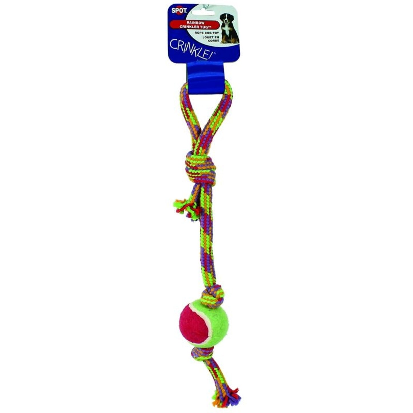 SPOT Crinkler Rope Tug with Tennis Ball