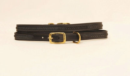 Tory Leather 3/4" Dog Collar - Raised Center Braid - Brass