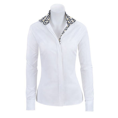 RJ Classics Ladies Prestige Show Shirt - White/Black&Gold Hearts