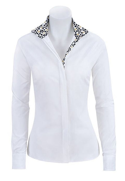 RJ Classics Ladies Prestige Show Shirt - White/Black&Gold Hearts