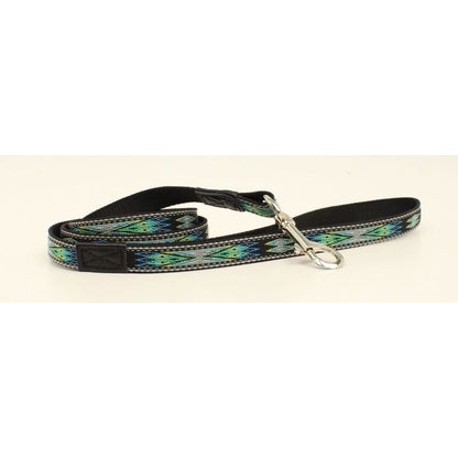 DBL Barrel Woven Ribbon Dog Leash - Black/Teal