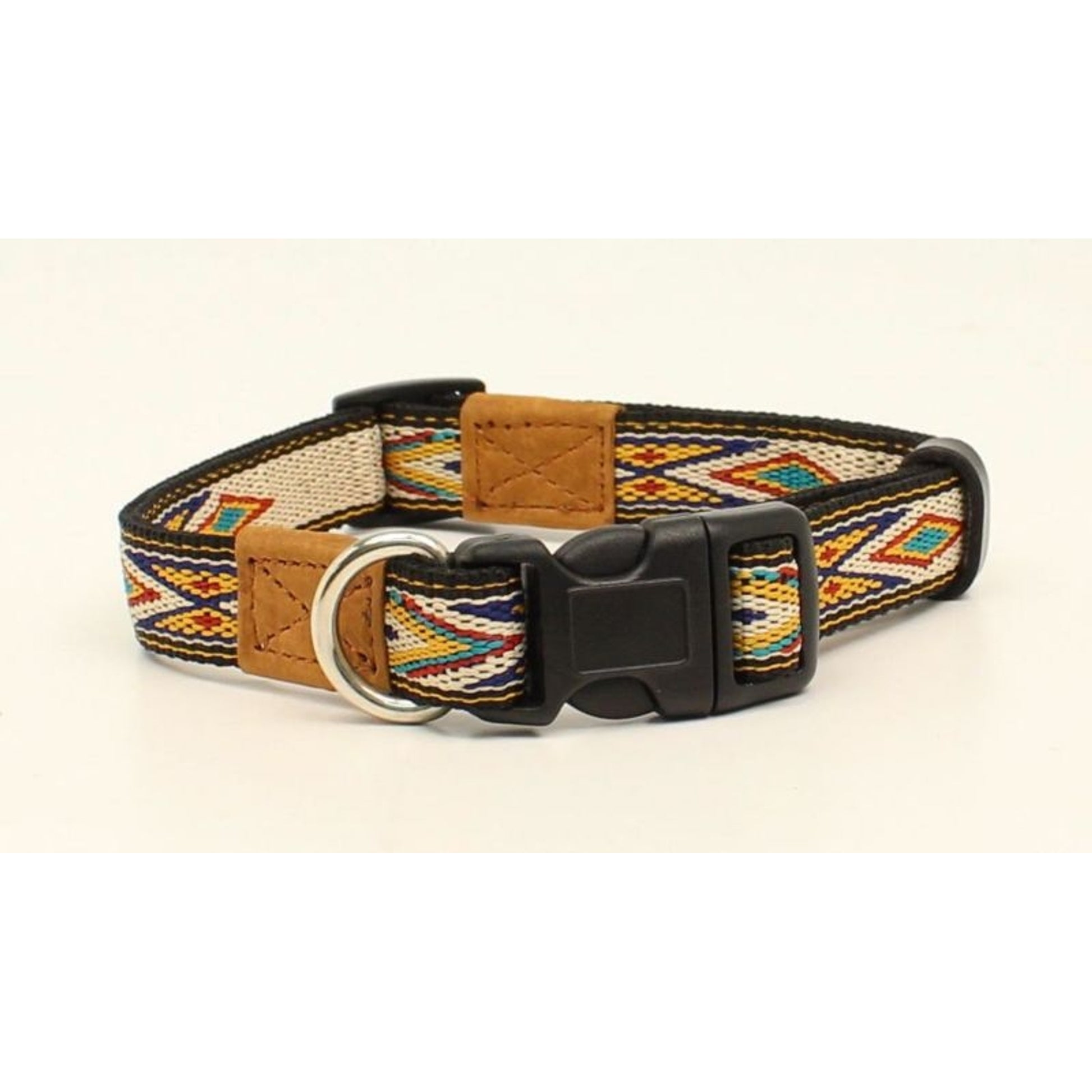 DBL Barrel 3/4" Woven Ribbon Dog Collar - Tan/Multi