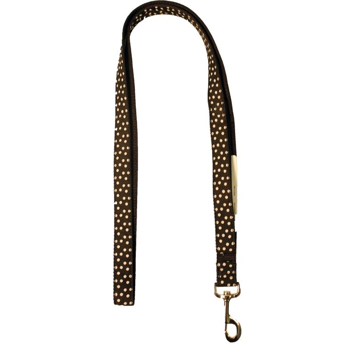 Ribbon Overlay Single Thick Dog Lead - Black Poka Dots
