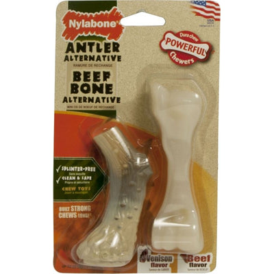 Nylabone Dura Chew Antler Alternative & Beef Bone - 2 Pack