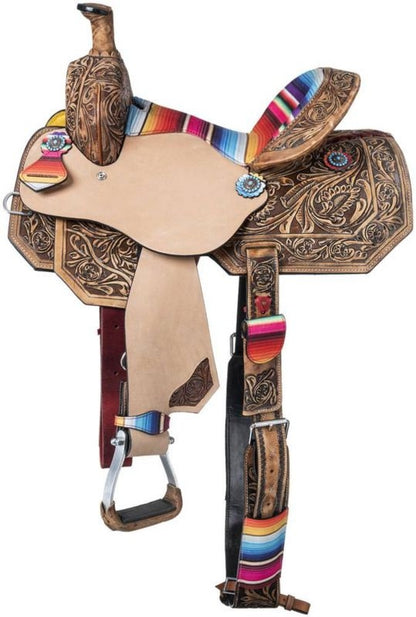 Silver Royal Serape Barrel Saddle Package