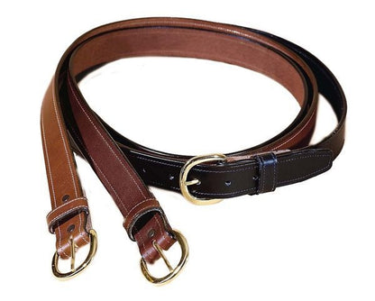 Tory Leather 1 1/4" Stitched Belt with Brass Buckle