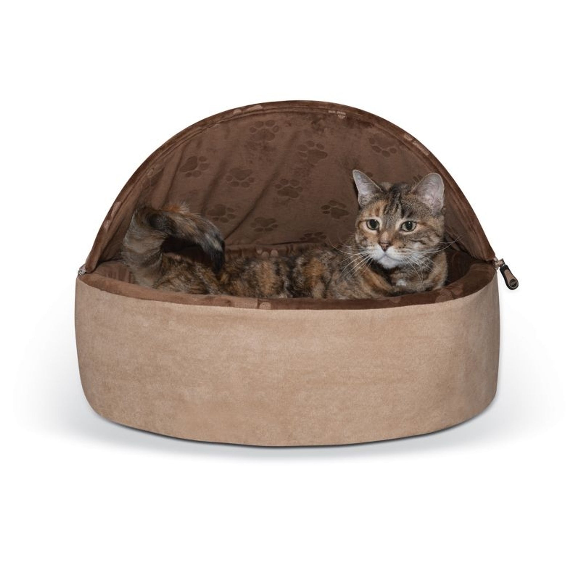 KH Mfg Self-Warming Choc Hooded Kitty Bed Small