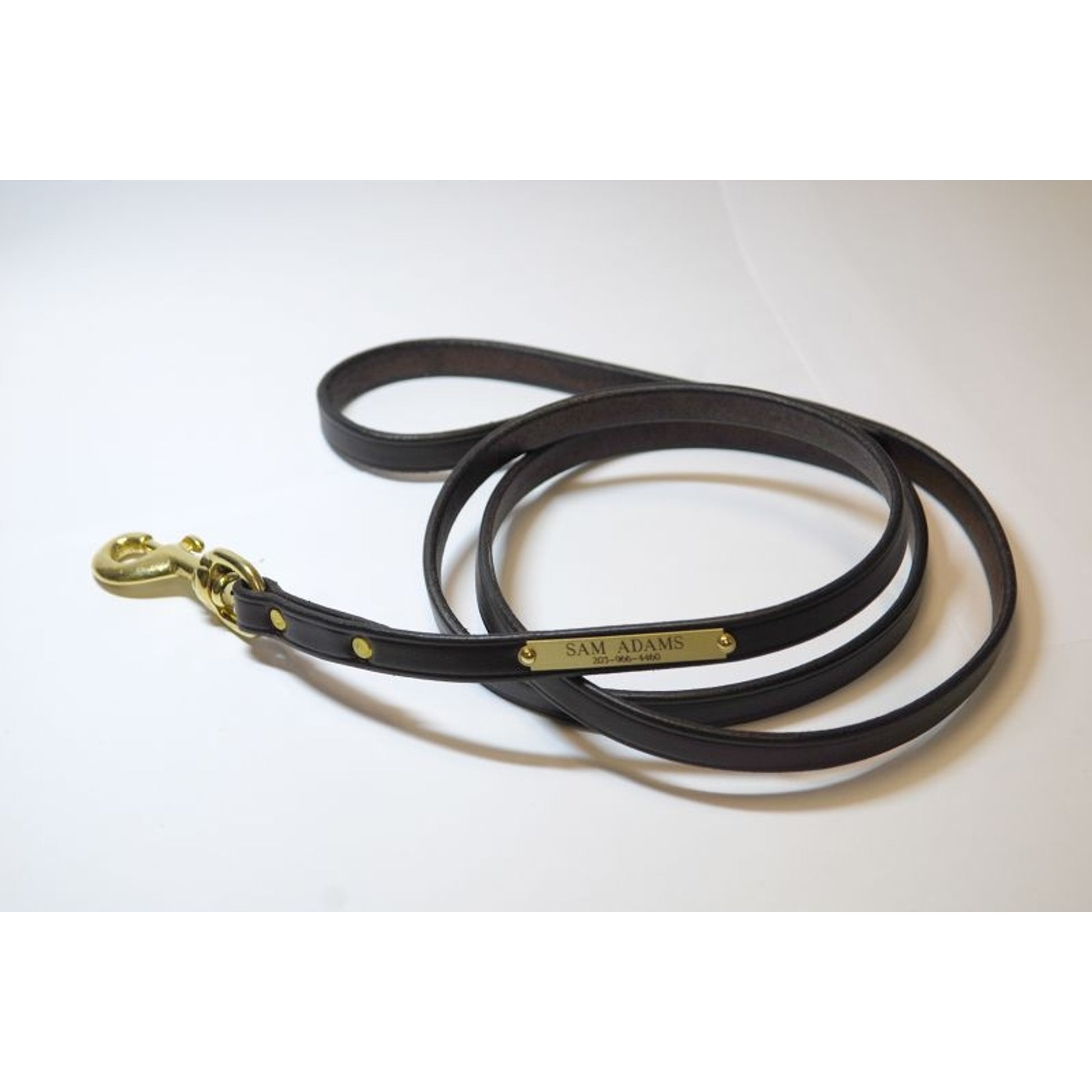 Personalized Mahogany Dog Leash with Brass 4ft