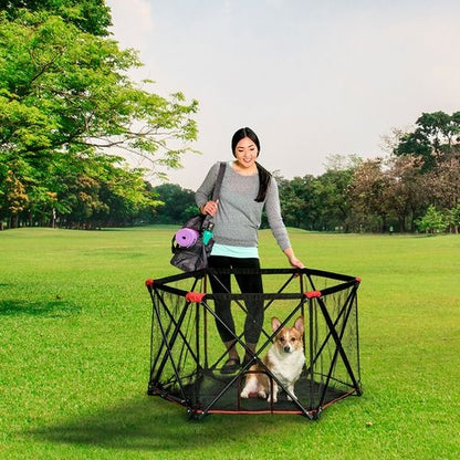 6 Panel Portable Pen With Pet Door & Carry Case