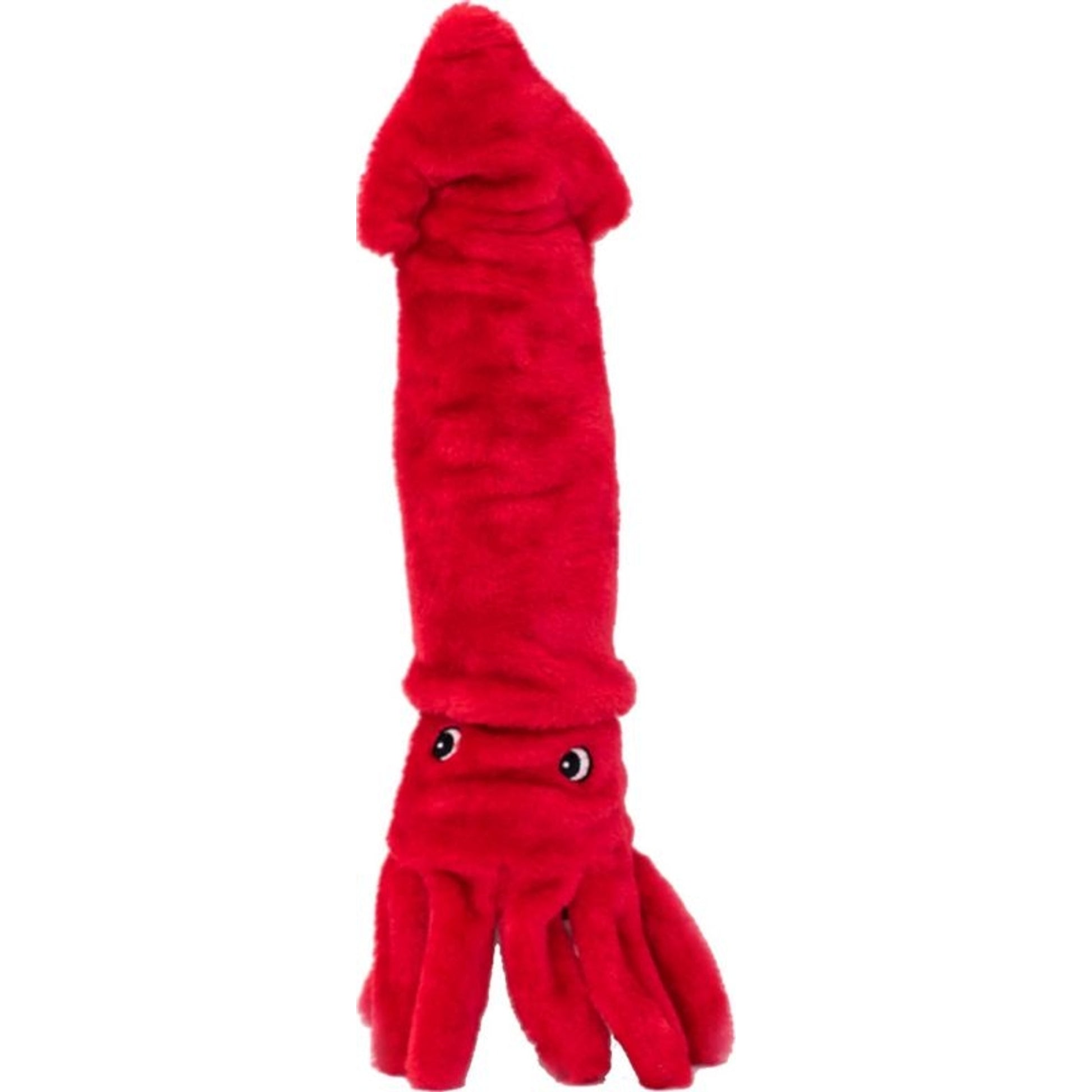 Zippy Paws Jiggler The Squid - Red - Large