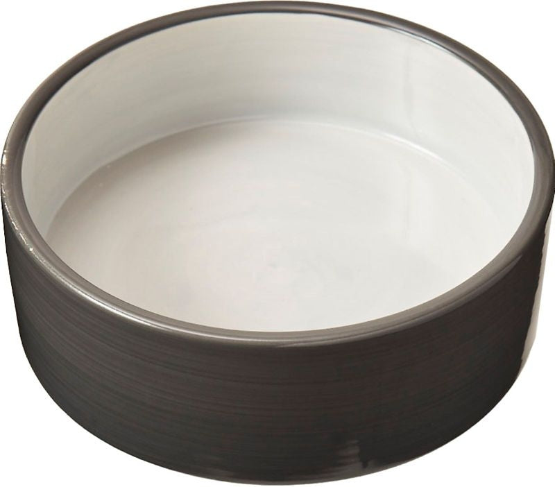 SPOT 2 TONE GRAY STONEWARE DOG DISH