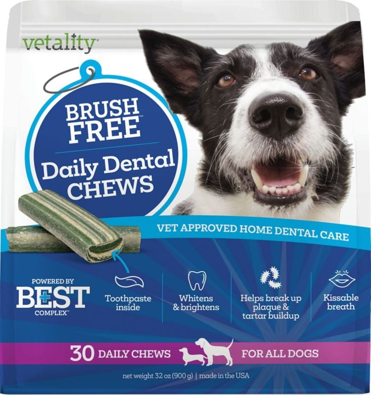 VETALITY BRUSH FREE DAILY DENTAL CHEWS FOR DOGS