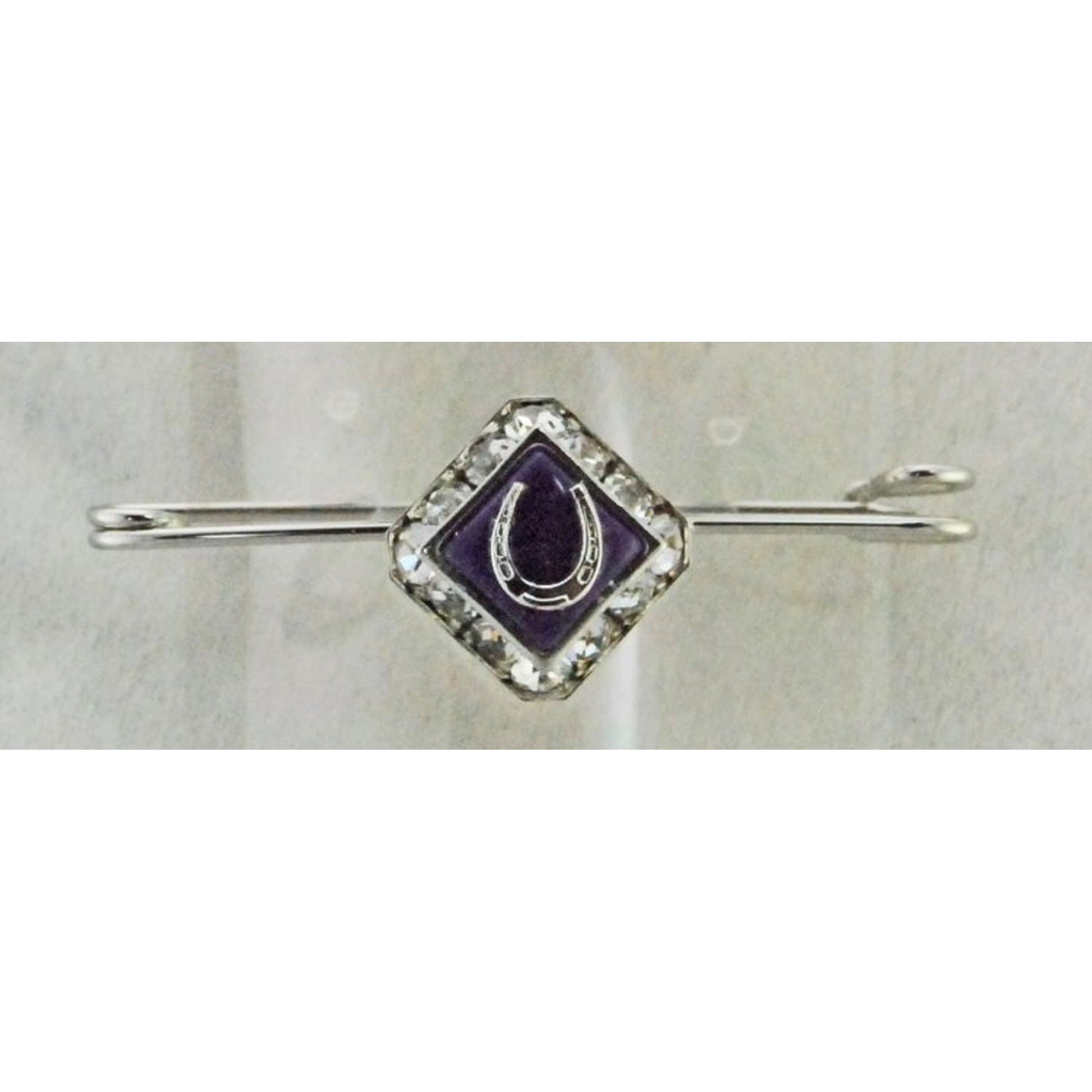 Finishing Touch Square Rondelle Stone & Horseshoe Stock Pin - Purple Jade