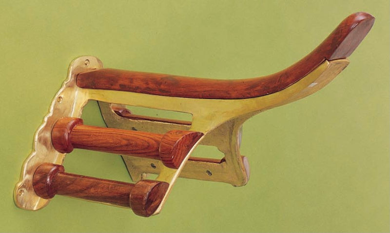 Horse Fare Brass and Wood Saddle Rack