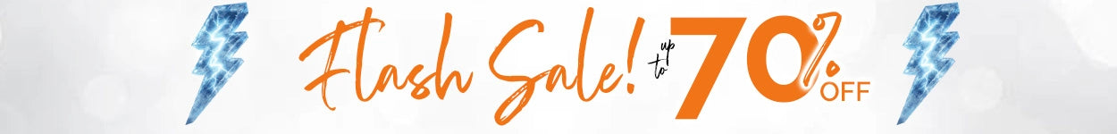 Flash sale banner with 70% off text on a white background