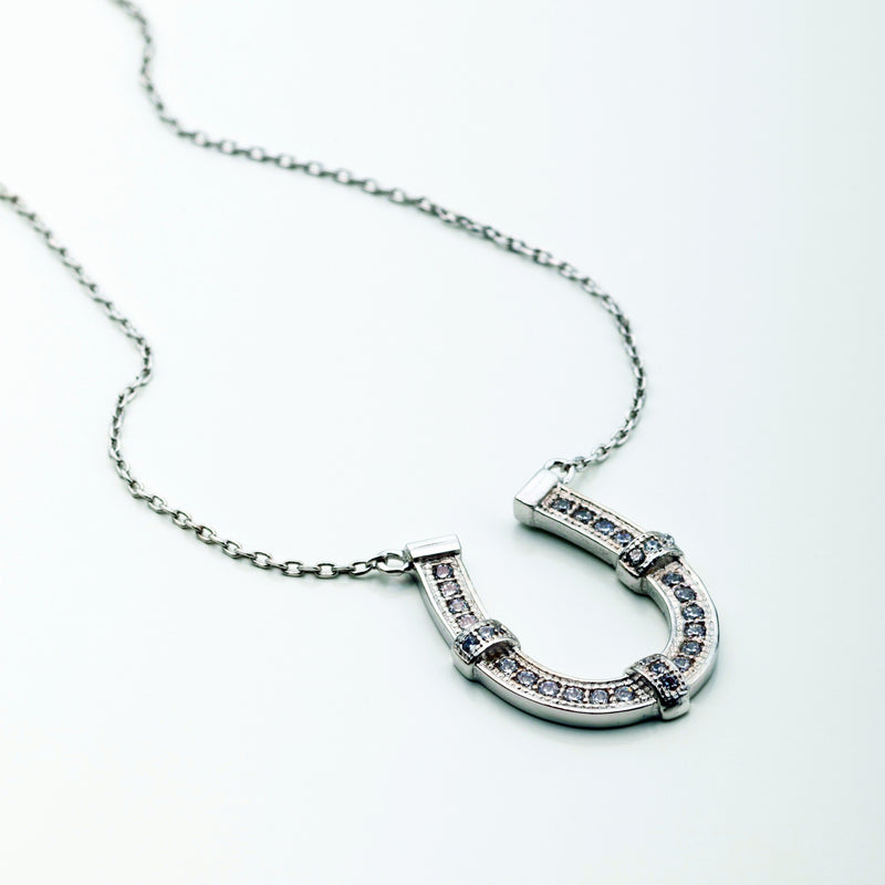 Horseshoe Encrusted with Clear CZ Necklace