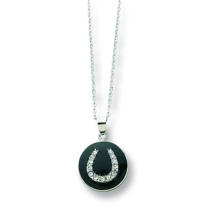 Horse Shoe Pendant Necklace with CZ