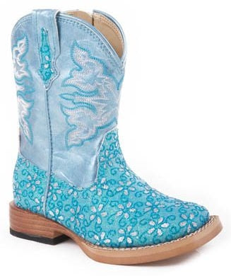 Roper Infant Faux Leather Floral Glitter Boots