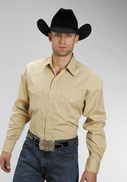 Stetson Mens Long Sleeve Cotton Shirt - Gold
