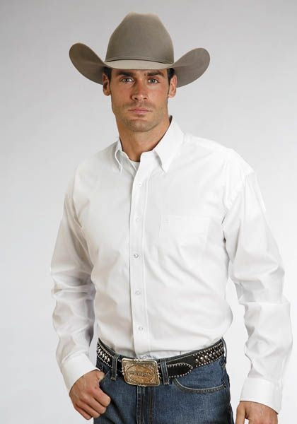 Stetson Mens Pinpoint Oxford Button Down - White