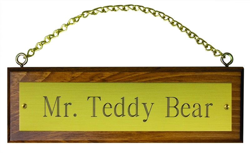 Perri's Wooden Stall Sign with Brass Plate & Chain-Kit